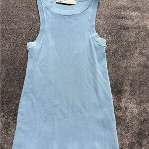 ZARA Light Blue Ribbed Sleeveless Knit Top – Size XS